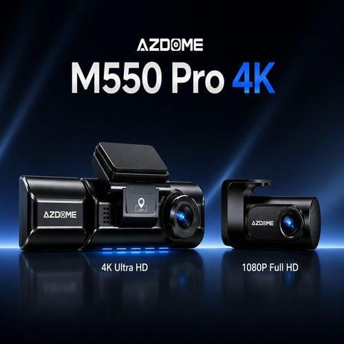 Dual front and rear dash camera AZDOME M550 Pro 4K...