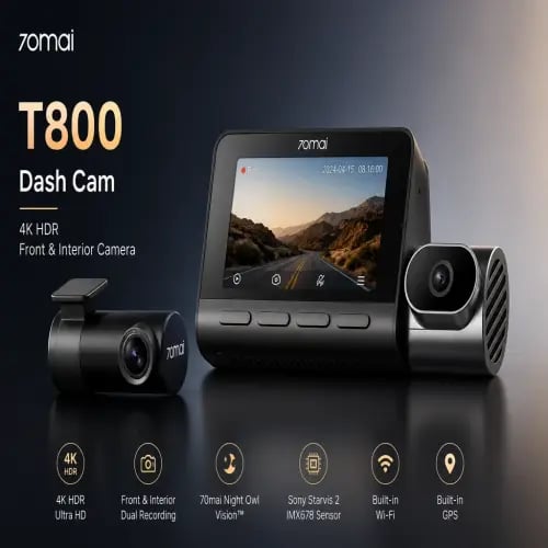 70mai T800 4K three-channel dash camera | front +...