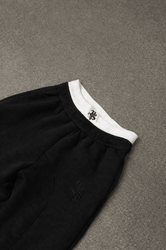 Black Double-Waist Pants