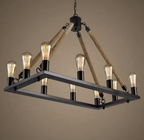 نجفة ديكور صناعي استيل أسود بحبال مودرن 10 لمبات –...