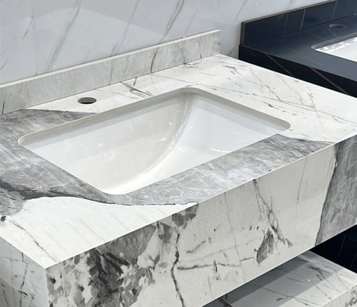 مغاسل رخام ابيض حوض وحوضين بعددة مقاسات