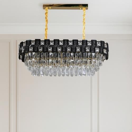 نجف مودرن كريستال مستطيل أسود فاخر – 10 لمبات مقاس...