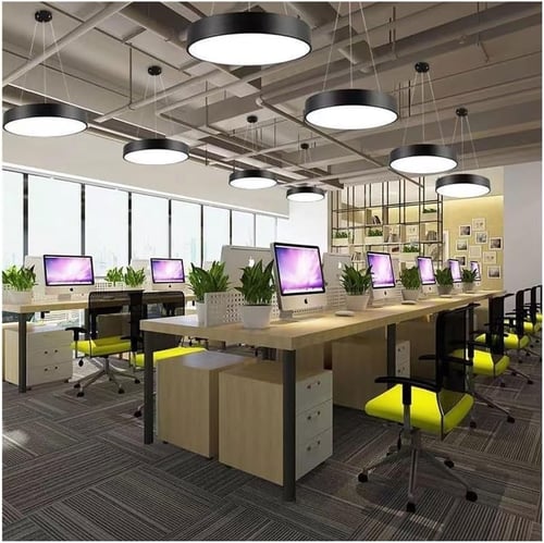 ثريات اسقف دائري ليد اصفر تصميم عصري مقاس 60 سم