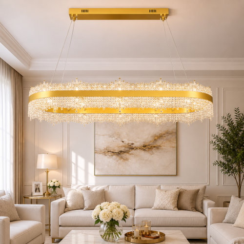 علاقي مودرن ذهبي كريستال LED – 90×30 سم – ثلاث إضا...