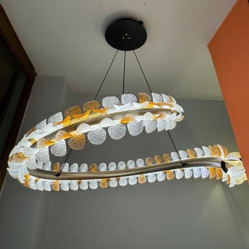 ثريا كريستال مودرن حلقات متداخلة LED – إضاءة بيضاء...