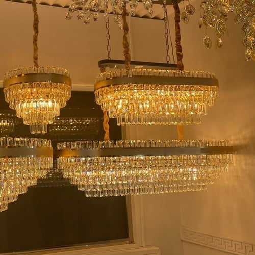 ثريا كريستال اطار ذهبي مطفي عده مقاسات