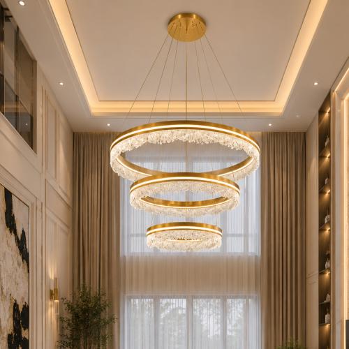 ثريا مودرن حلقات كريستال LED ذهبي – 3 إضاءات – آرت...