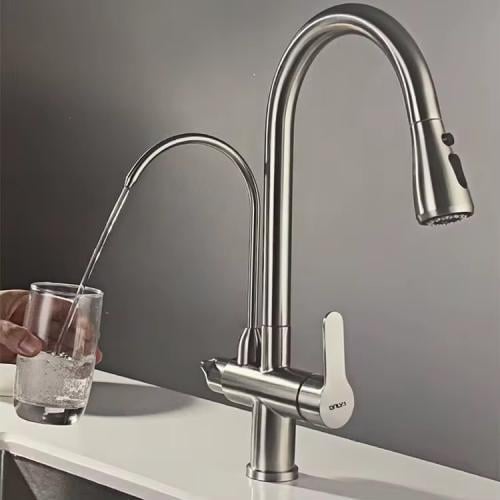 خلاط مطبخ سحاب مع خلاط تحليه اتوماتيك كروم مطفي