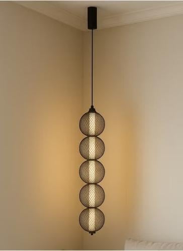 ثريا علاقي ليد بثلاث اضاءات اطار اسود مع ابيض مودر...