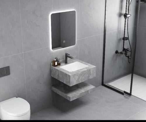 مغاسل رخام رصاصي قطعتين حوض وحوضين بعدة مقاسات