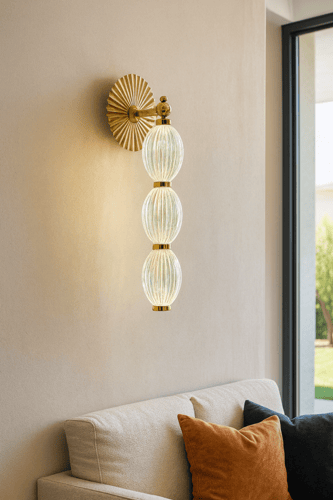 إبليك جداري فاخر بتصميم كروي زجاجي ذهبي – بثلاث أض...