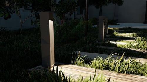 عمود انارة خارجية للحدائق أسود مربع مفتوح