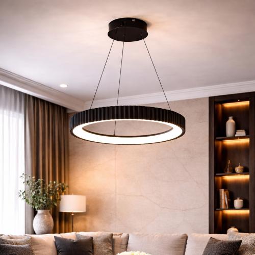 نجف مودرن أسود LED دائري – 3 ألوان إضاءة – قدرة 42...