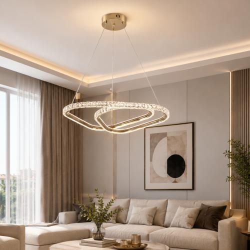 ثريا علاقي LED مودرن بثلاث اضاءات تصميم حلقات متدا...