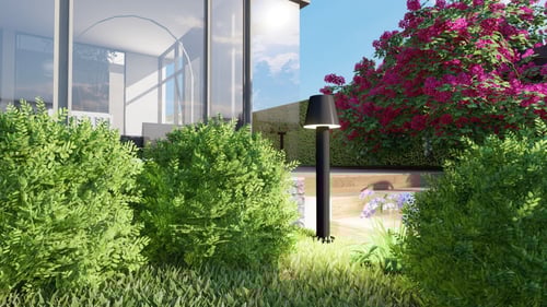 كشاف حديقة ليد اسود على شكل قبعة