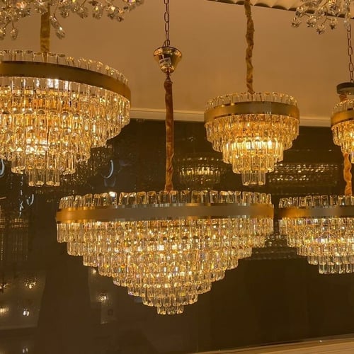 ثريا كريستال اطار ذهبي مطفي عده مقاسات