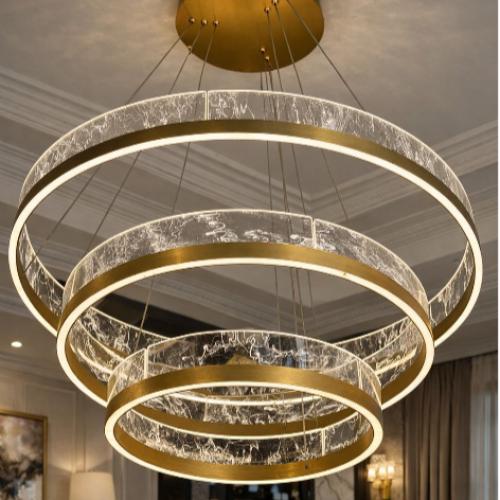 علاقي مودرن ثلاث حلقات مقاس 80*60*40 ذهبي LED – بث...