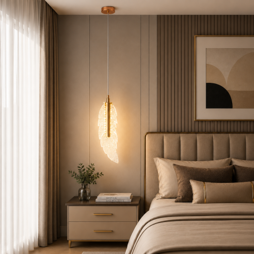 علاقي LED مودرن بتصميم الريشة – ذهبي – 24 واط – ثل...