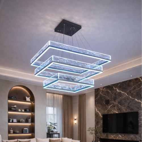 علاقي مودرن اسود مربعات LED – 3 ألوان إضاءة متغيرة...