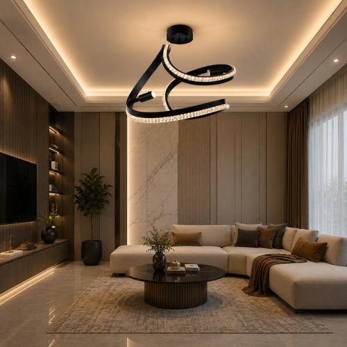 علاق LED مودرن أسود كريستال – 50 سم – ثلاث إضاءات