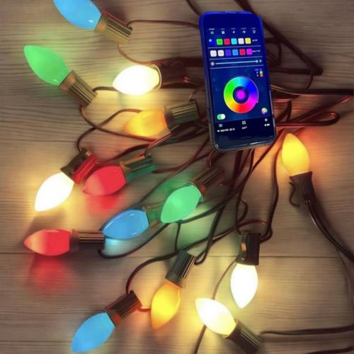 عقد لمبات ملون ديكورية ذكية 15 متر 20 لمبة تحكم با...
