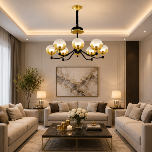 ثريا سقف مودرن بتصميم أنيق – ثلاث إضاءات – أسود مع...