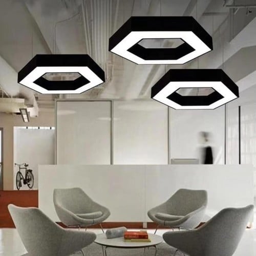 ثريات اسقف سداسي ليد اصفر تصميم عصري مقاس 60 سم