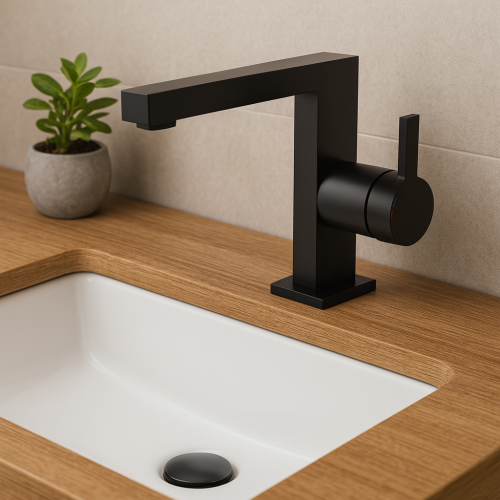 خلاط مغسلة مودرن أسود مطفي - قلب نحاس عالي الجودة