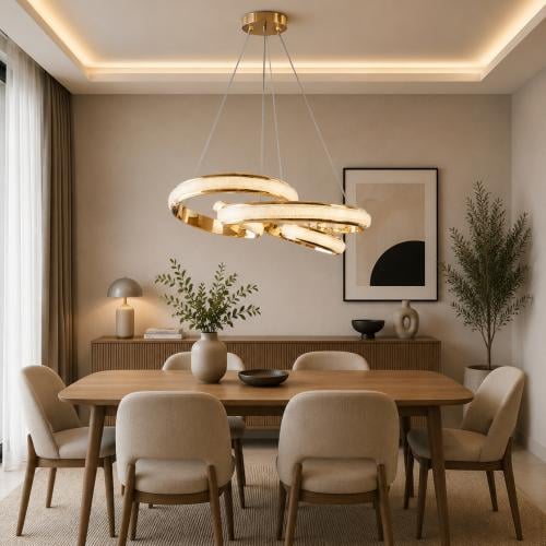 ثريا LED مودرن بتصميم حلقات متداخلة – 135 واط – ذه...