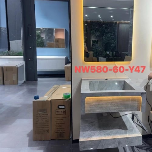 مغسلة حمام بورسلان فاخرة – لون رمادي فاتح