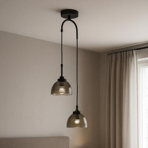 مصباح معلق LED قزاز سموكي مزدوج – تصميم فاخر بلون...