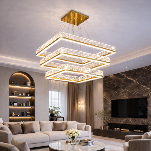 علاقي مودرن ذهبي مربعات LED – 3 ألوان إضاءة متغيرة...
