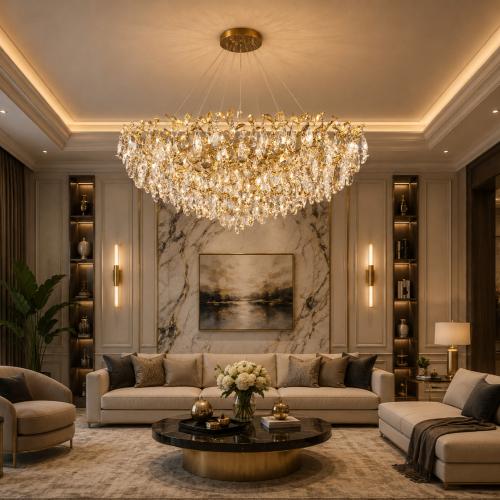 ثرياء علاقي كرستال ذهبي تصميم عصري متوفر بمقاسات