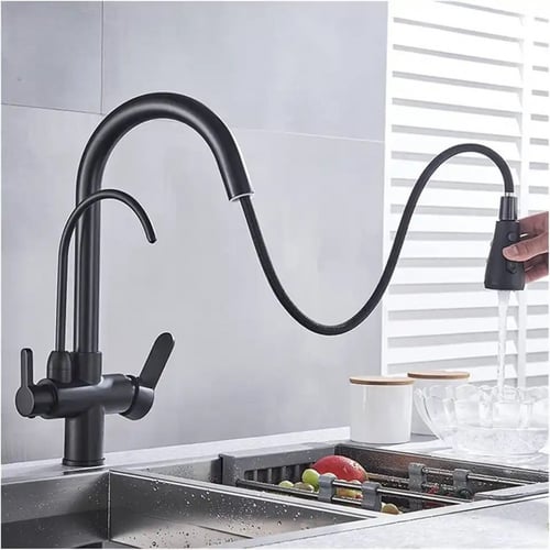 خلاط مطبخ سحاب مع خلاط تحليه اتوماتيك اسود مطفي