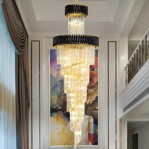 ثريا شلال ذهبي مع اسود تصميم حديث عصري مناسب لقبب...