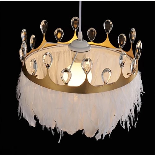 علاقي تصميم عصري من الريش وتاج كريستال مقاس 50 سم