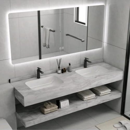 مغاسل رخام ابيض معرق حوض وحوضين بعددة مقاسات