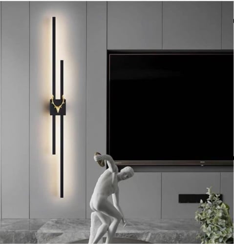 ابليك جداري ليد اسود اضاه اصفر بقرن غزال بمقاسين