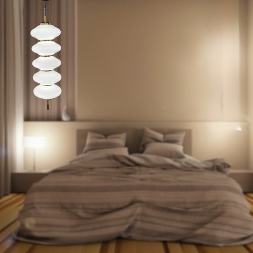 ثريات سقف علاقي ليد بثلاث اضاءات شكل كرات زجاجيه م...