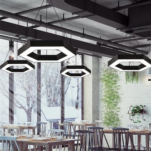 ثريات اسقف سداسي ليد اصفر تصميم عصري مقاس 60 سم