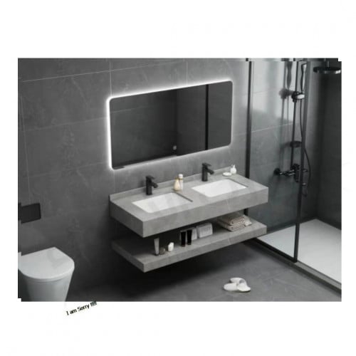 مغسله رخام 2 حوض لون رصاصي مقاس 120 سم حوضين مع مر...