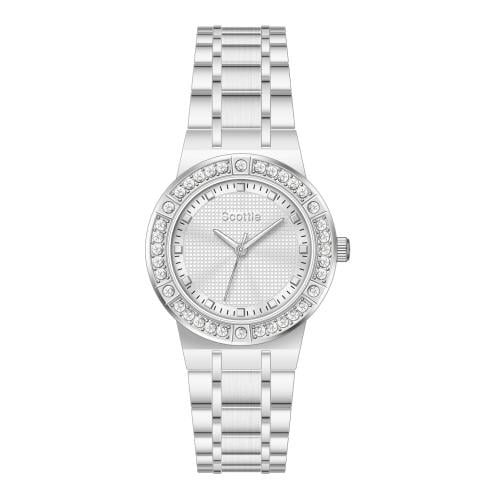 ساعة نسائي سكلوتي 9714 فضي ميناء ابيض