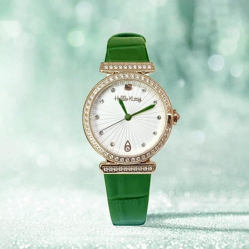 ساعة نسائي من هالو كيتي 22017 جلد اخضر