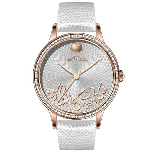 ساعة نسائي من هالو كيتي 18111 جلد ابيض