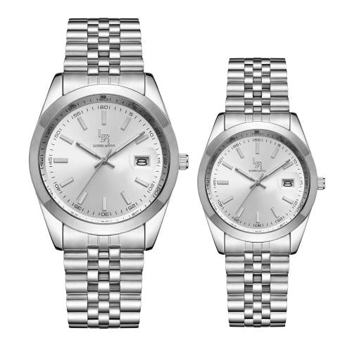 طقم ساعه رجالي, و نسائي LR2411 فضي ميناء ابيض