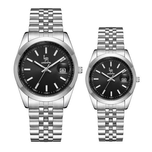 طقم ساعه رجالي, و نسائي LR2411 فضي ميناء اسود