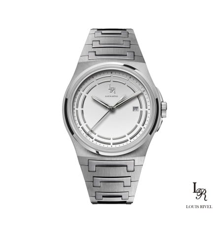 ساعة رجالي لويس ريفال 1215 فضي ميناء ابيض