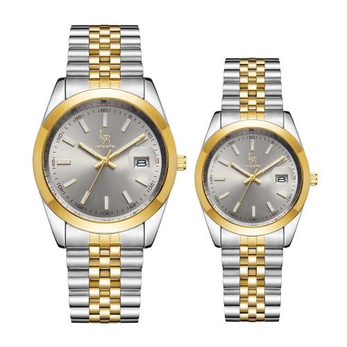 طقم ساعه رجالي, و نسائي LR2411 لونين ذهبي ميناء رص...