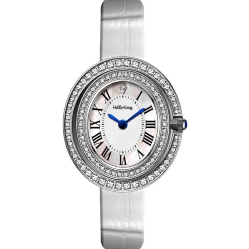ساعة نسائي من هالو كيتي 18061 جلد ابيض