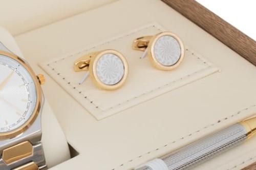 طقم ساعه رجالي لويس ريفال 1028 لونين ذهبي ميناء اب...